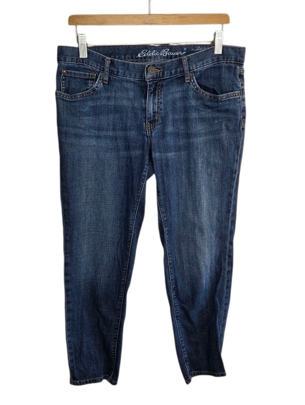 Eddie Bauer Slim Boyfriend Low Rise Petite Jeans Size 8P Dark Wash Casual